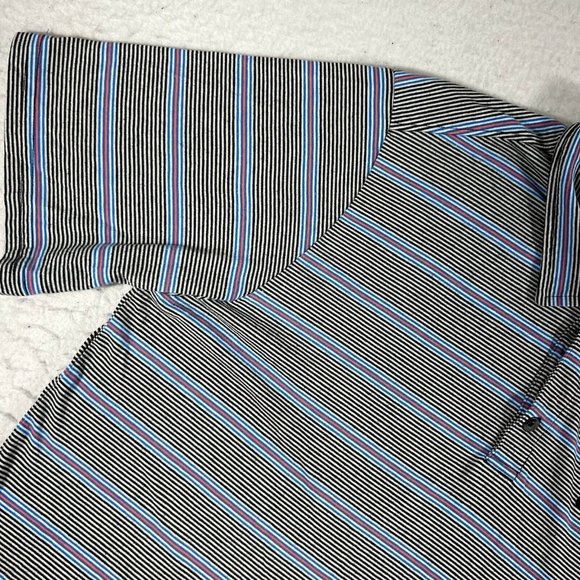 Oakley Sunglasses Men's Large Black White Blue Red Striped Short Sleeve Polo - Picture 5 of 12